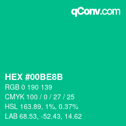 カラーコード: HEX #00BE8B | qconv.com