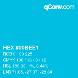 颜色代码: HEX #00BEE1 | qconv.com