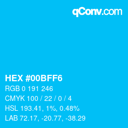Color code: HEX #00BFF6 | qconv.com