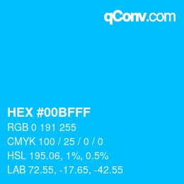 カラーコード: HEX #00BFFF | qconv.com