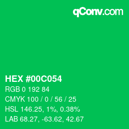 Color code: HEX #00C054 | qconv.com