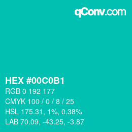 颜色代码: HEX #00C0B1 | qconv.com