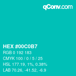 カラーコード: HEX #00C0B7 | qconv.com