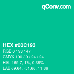 Color code: HEX #00C193 | qconv.com