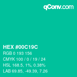 Color code: HEX #00C19C | qconv.com