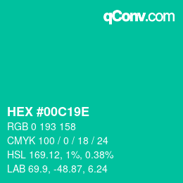 Color code: HEX #00C19E | qconv.com