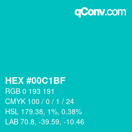 Color code: HEX #00C1BF | qconv.com