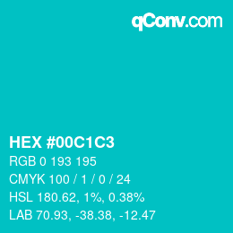 Código de color: HEX #00C1C3 | qconv.com