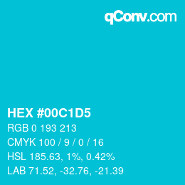 Code couleur: HEX #00C1D5 | qconv.com