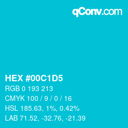 颜色代码: HEX #00C1D5 | qconv.com