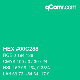 Color code: HEX #00C288 | qconv.com