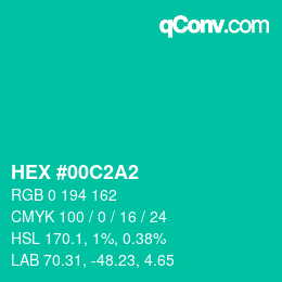 カラーコード: HEX #00C2A2 | qconv.com