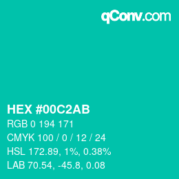 Color code: HEX #00C2AB | qconv.com