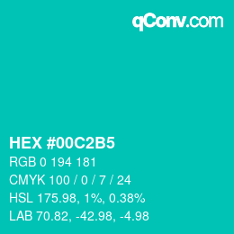 カラーコード: HEX #00C2B5 | qconv.com