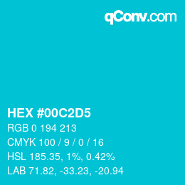 カラーコード: HEX #00C2D5 | qconv.com