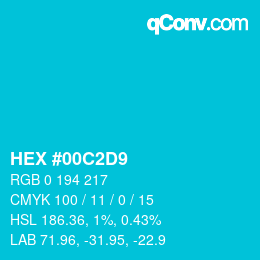 颜色代码: HEX #00C2D9 | qconv.com
