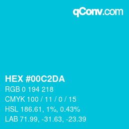 颜色代码: HEX #00C2DA | qconv.com