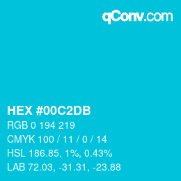 颜色代码: HEX #00C2DB | qconv.com