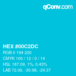 颜色代码: HEX #00C2DC | qconv.com