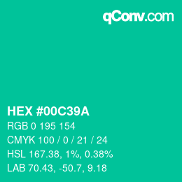 Color code: HEX #00C39A | qconv.com