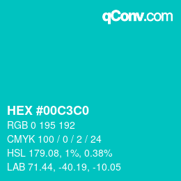 Color code: HEX #00C3C0 | qconv.com