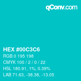 Color code: HEX #00C3C6 | qconv.com