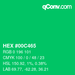 颜色代码: HEX #00C465 | qconv.com