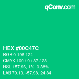 カラーコード: HEX #00C47C | qconv.com