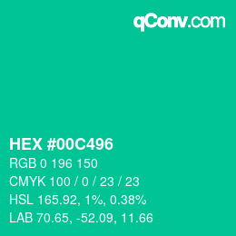 Color code: HEX #00C496 | qconv.com