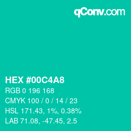 Color code: HEX #00C4A8 | qconv.com