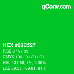 Color code: HEX #00C527 | qconv.com