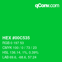 Color code: HEX #00C535 | qconv.com
