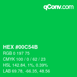 カラーコード: HEX #00C54B | qconv.com