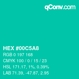 カラーコード: HEX #00C5A8 | qconv.com