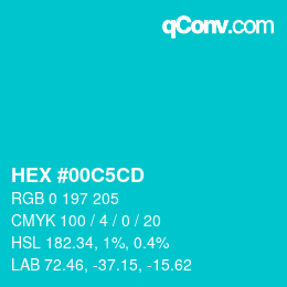 カラーコード: HEX #00C5CD | qconv.com