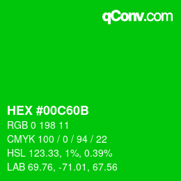 Color code: HEX #00C60B | qconv.com
