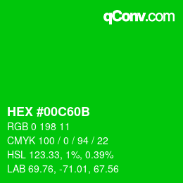 Color code: HEX #00C60B | qconv.com