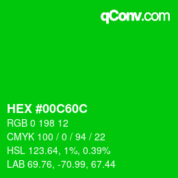 Color code: HEX #00C60C | qconv.com
