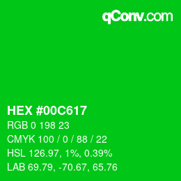 Color code: HEX #00C617 | qconv.com