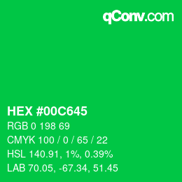 Color code: HEX #00C645 | qconv.com