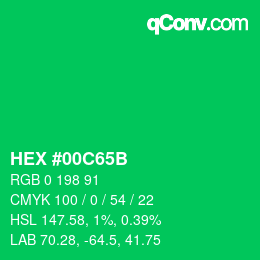 Color code: HEX #00C65B | qconv.com