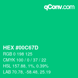 カラーコード: HEX #00C67D | qconv.com