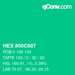 Farbcode: HEX #00C687 | qconv.com