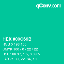 Color code: HEX #00C69B | qconv.com