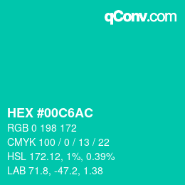 Color code: HEX #00C6AC | qconv.com