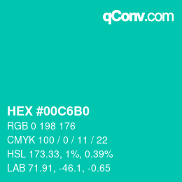 Color code: HEX #00C6B0 | qconv.com