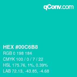 カラーコード: HEX #00C6B8 | qconv.com