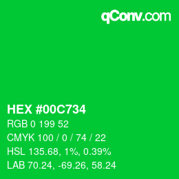 Color code: HEX #00C734 | qconv.com