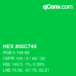 颜色代码: HEX #00C744 | qconv.com