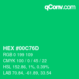 颜色代码: HEX #00C76D | qconv.com